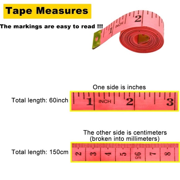 60 inch flexible Measuring tape- Inches + cm - pick your color! - Picture 2 of 3